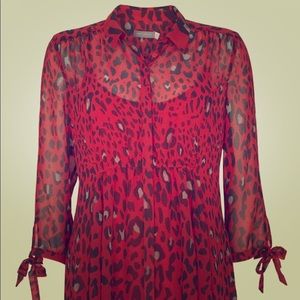 Mint Velvet red leopard shirt dress